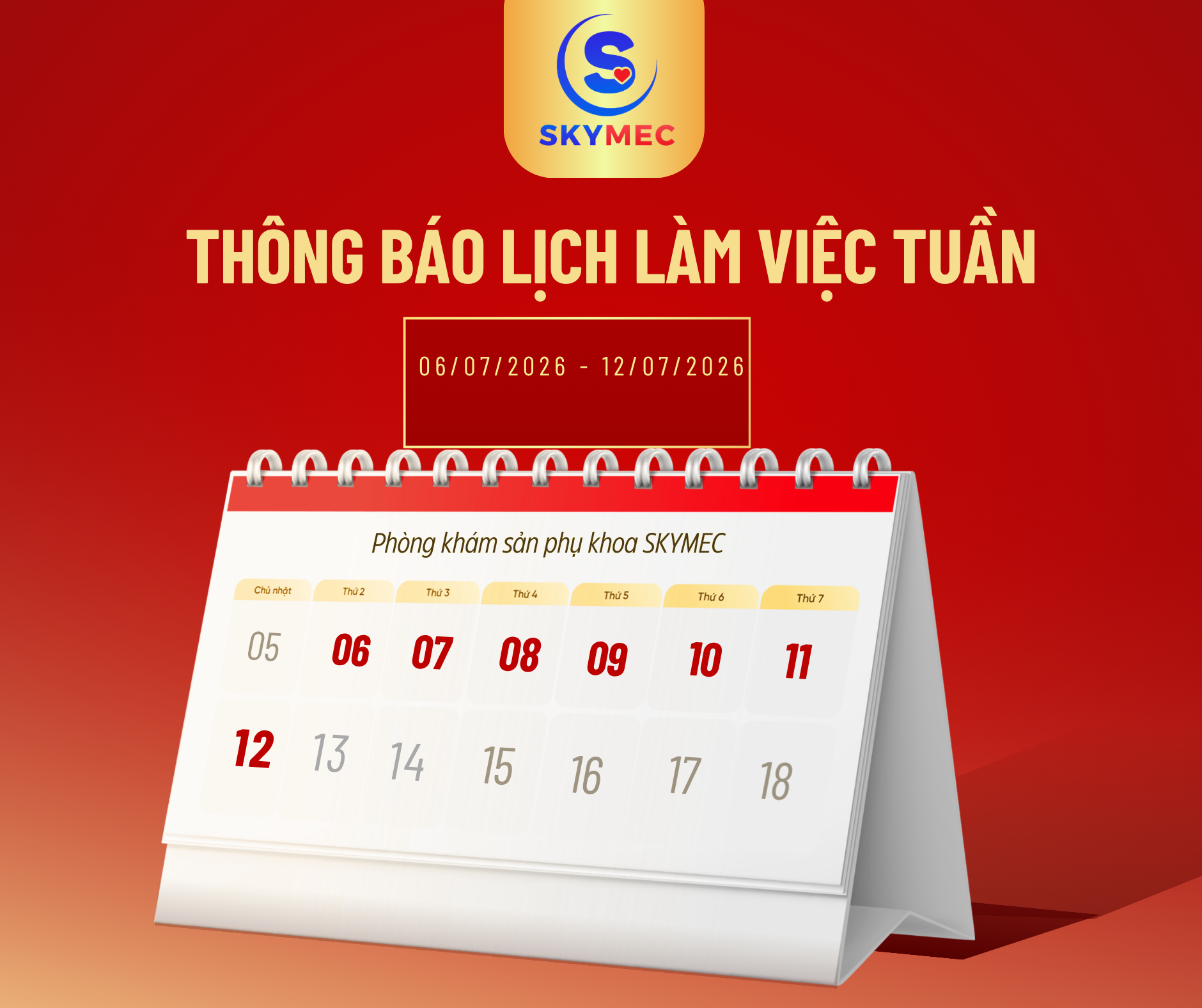 THÔNG BÁO LỊCH LÀM VIỆC TUẦN 2 THÁNG 7