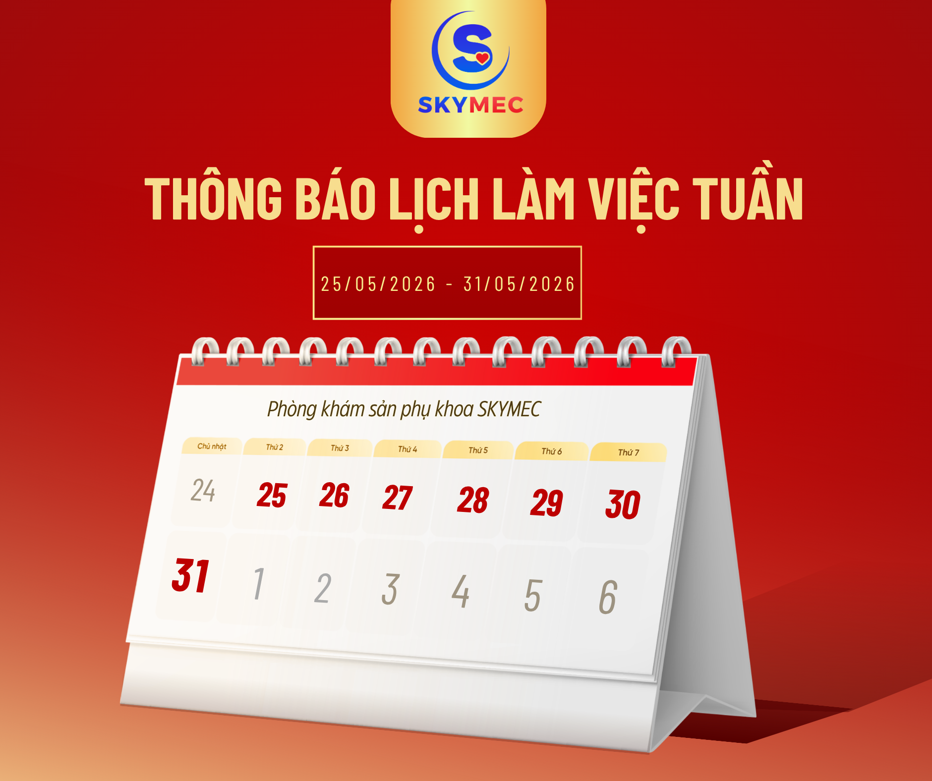 THÔNG BÁO LỊCH LÀM VIỆC TUẦN 4 THÁNG 5