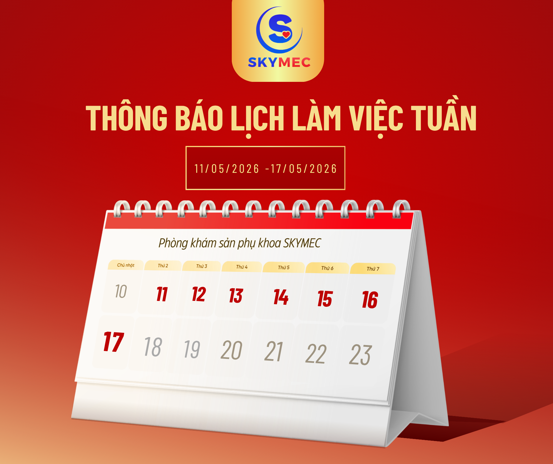 THÔNG BÁO LỊCH LÀM VIỆC TUẦN 2 THÁNG 5